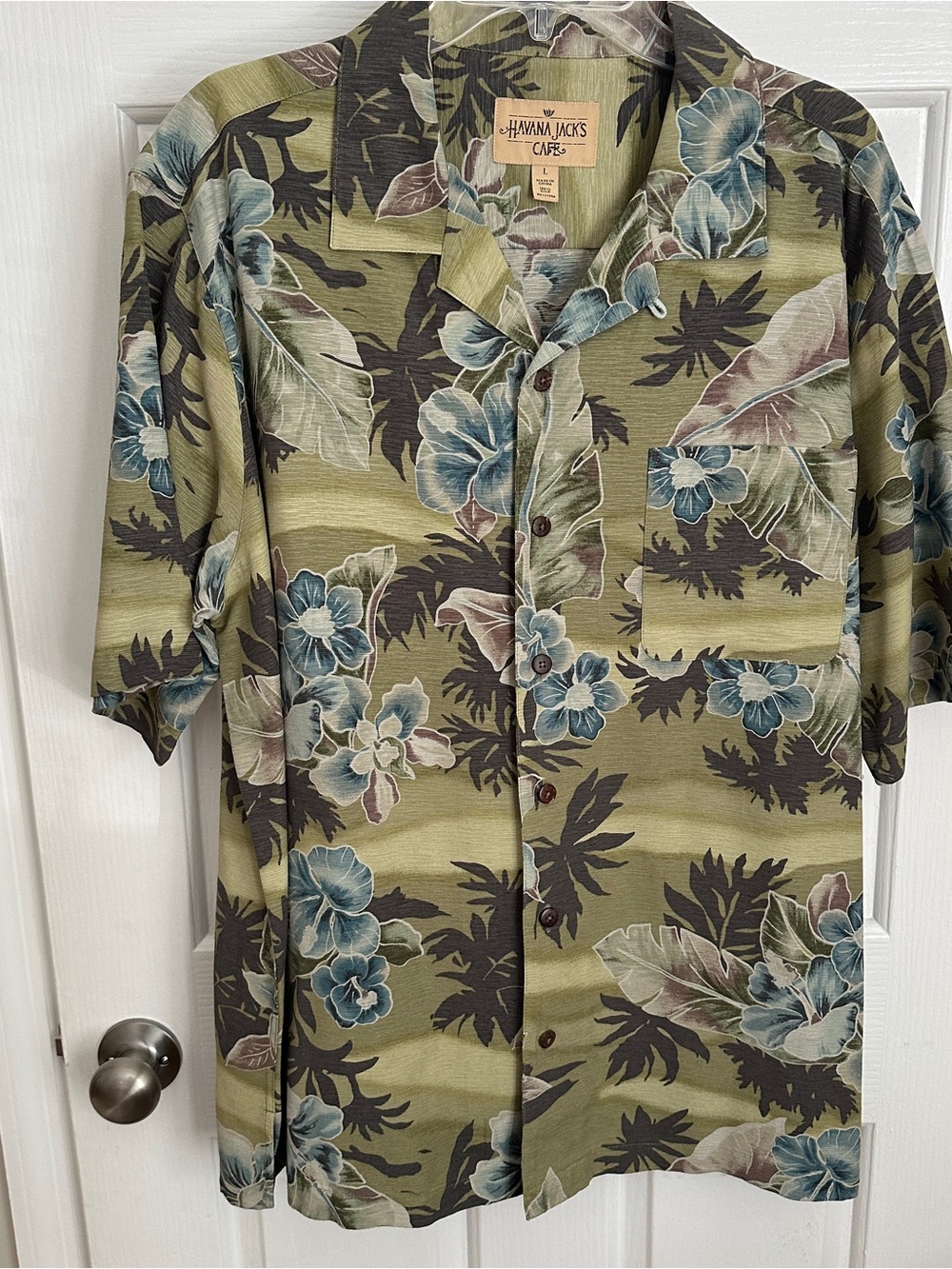 Olive Floral Hawaiian Shirt